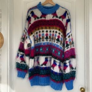 Vintage hand knit Peurvian mohair sweater